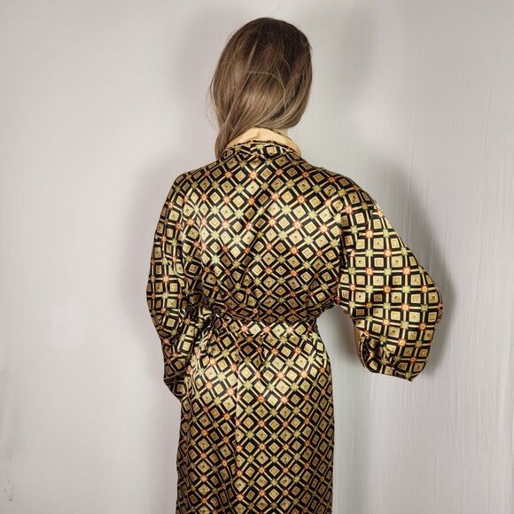 VICTORIA SECRET Satin Long Robe Kimono Gown Top Bottom Set Size M - Picture 4 of 16